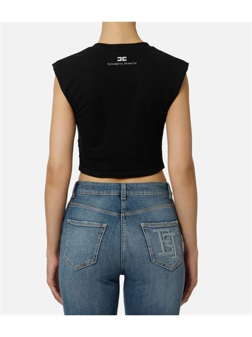 T-shirt in jersey di cotone con logo gioiello ELISABETTA FRANCHI | MA01656E2.110